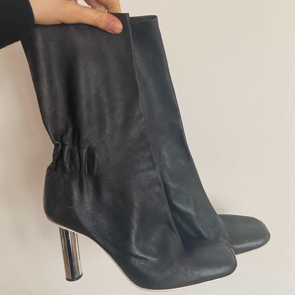 Proenza Mirror heel paper bag booties